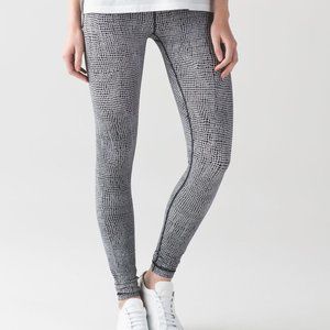 Lululemon Wunder Under Pant III Fall Net White Black - Size 4